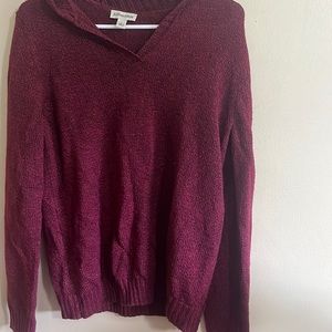 St. John's Bay Women's Burgundy Shawl Neck Long Sleeve Pullover Sweater Large